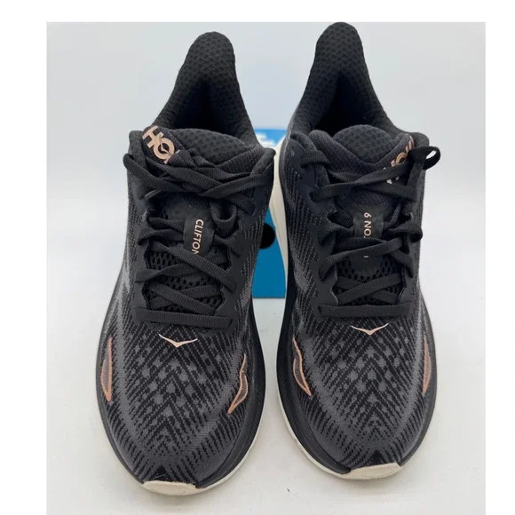 Hoka Clifton 9 Running Shoes - Breathable Mesh, Lightweight, Rose Gold Accents - Picture 4 of 9